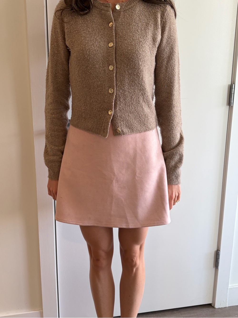 French Connection Pink Suede Mini Skirt